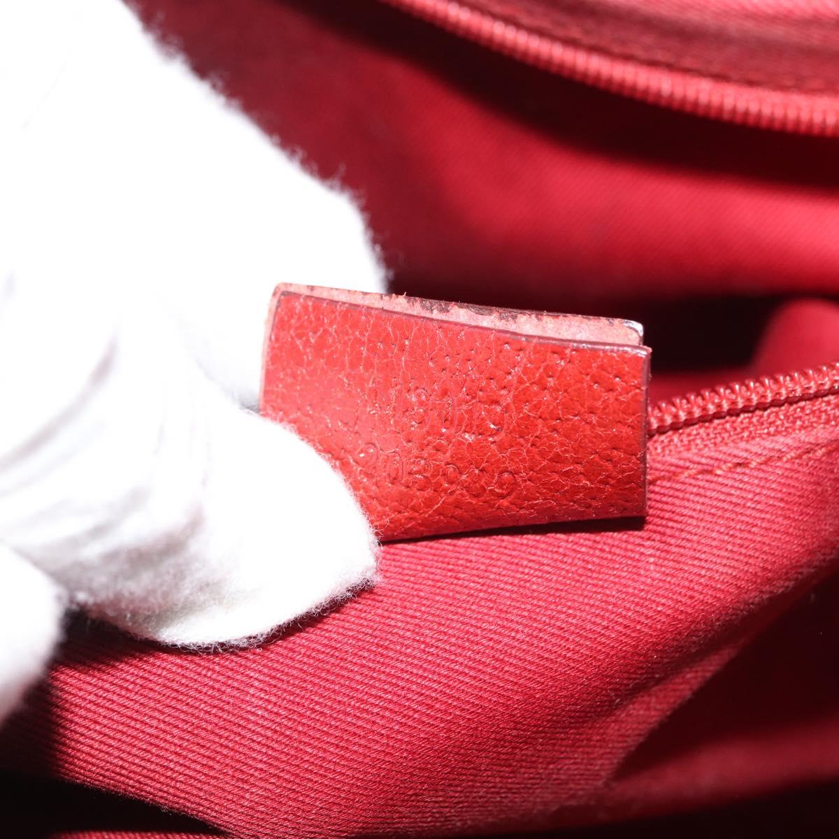 GUCCI GG Canvas Tote Bag Silver Red 113019 Auth 179457