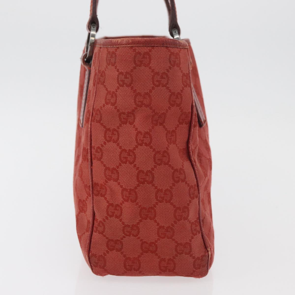 GUCCI GG Canvas Tote Bag Silver Red 113019 Auth 179457