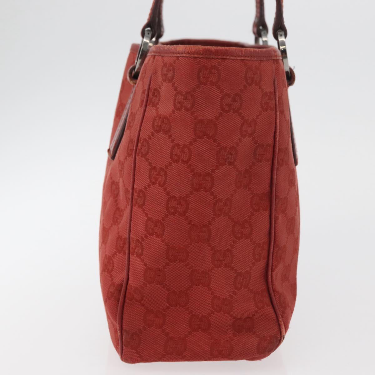 GUCCI GG Canvas Tote Bag Silver Red 113019 Auth 179457