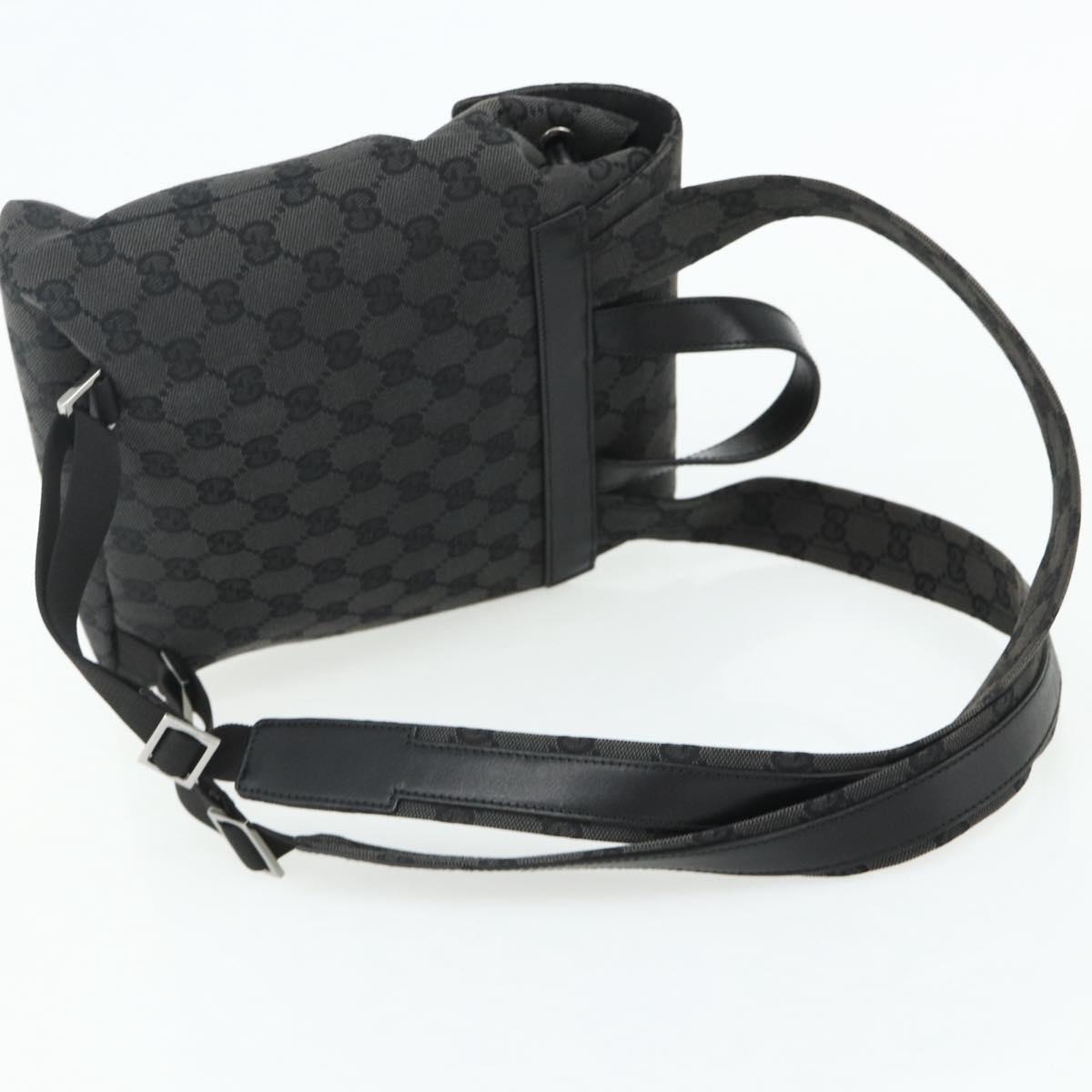 GUCCI GG Canvas Backpack Black Silver 003 0242 Auth 179459
