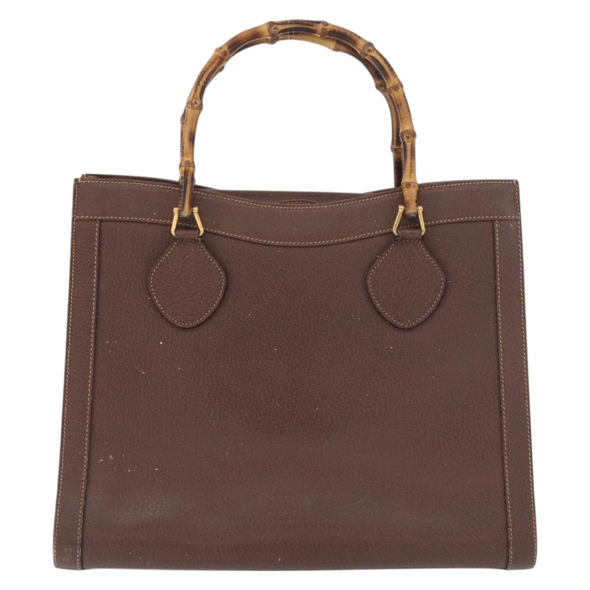 GUCCI Bamboo Tote Bag Leather Brown Gold 002 0260 2615 Auth 179461