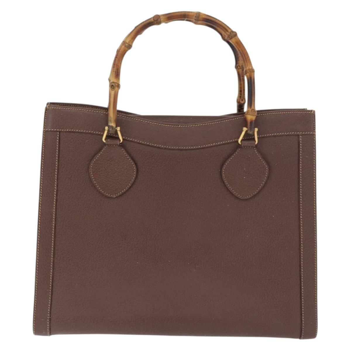 GUCCI Bamboo Tote Bag Leather Brown Gold 002 0260 2615 Auth 179461