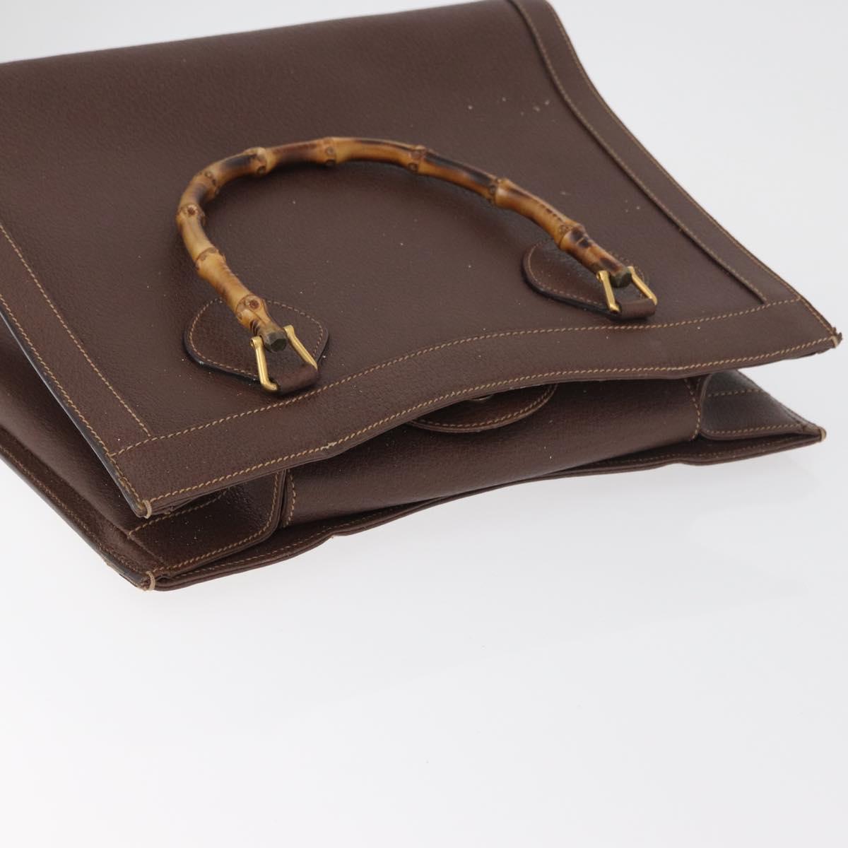 GUCCI Bamboo Tote Bag Leather Brown Gold 002 0260 2615 Auth 179461