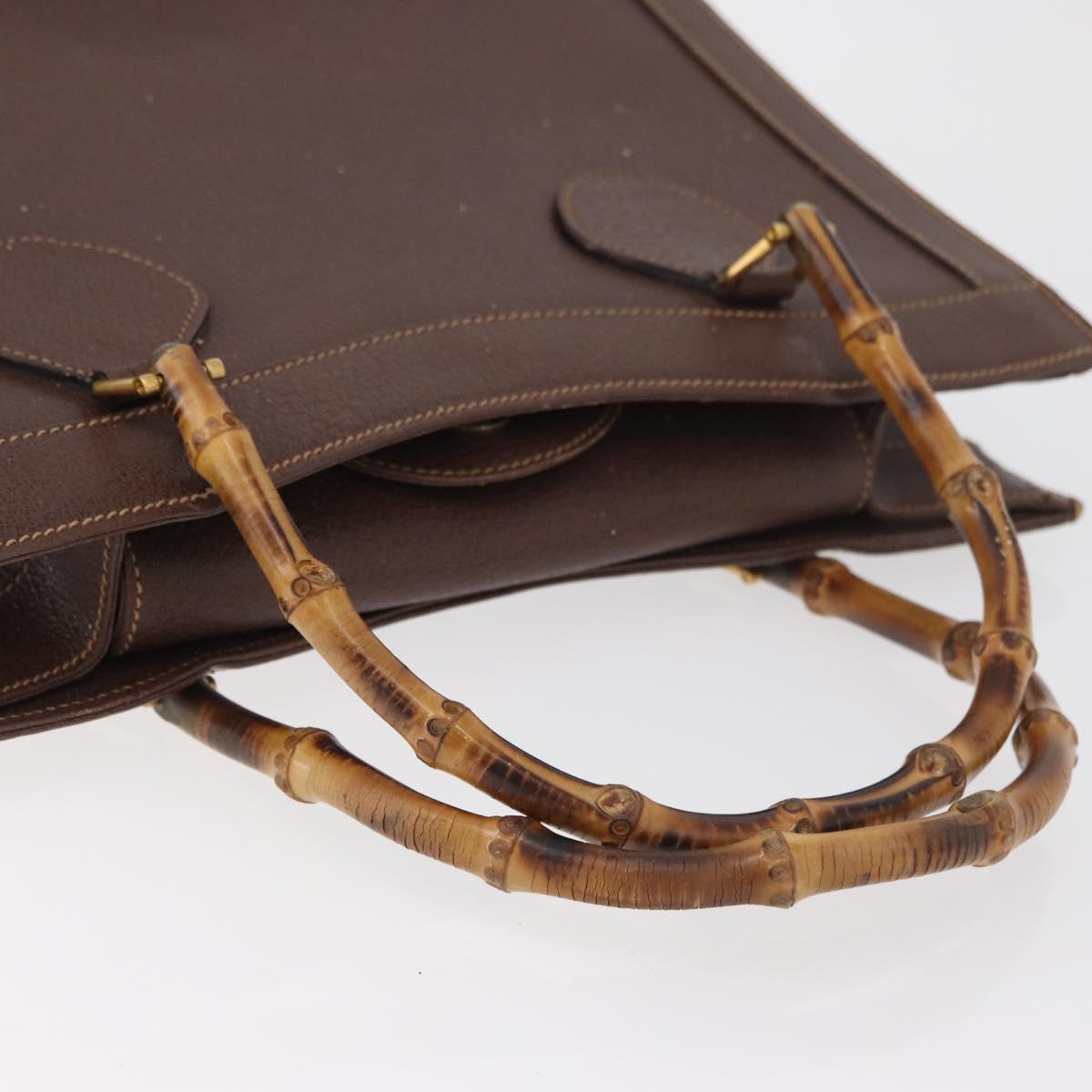 GUCCI Bamboo Tote Bag Leather Brown Gold 002 0260 2615 Auth 179461