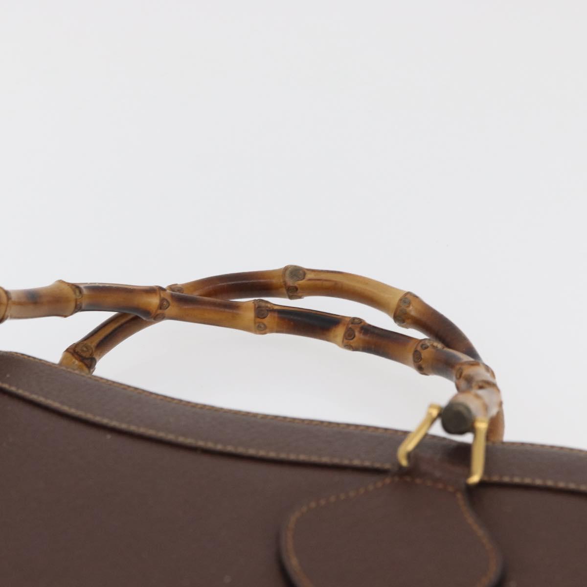 GUCCI Bamboo Tote Bag Leather Brown Gold 002 0260 2615 Auth 179461