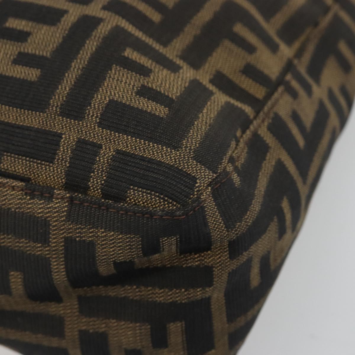 FENDI Zucca Canvas Mamma Baguette Hand Bag Black Brown Auth 179468A
