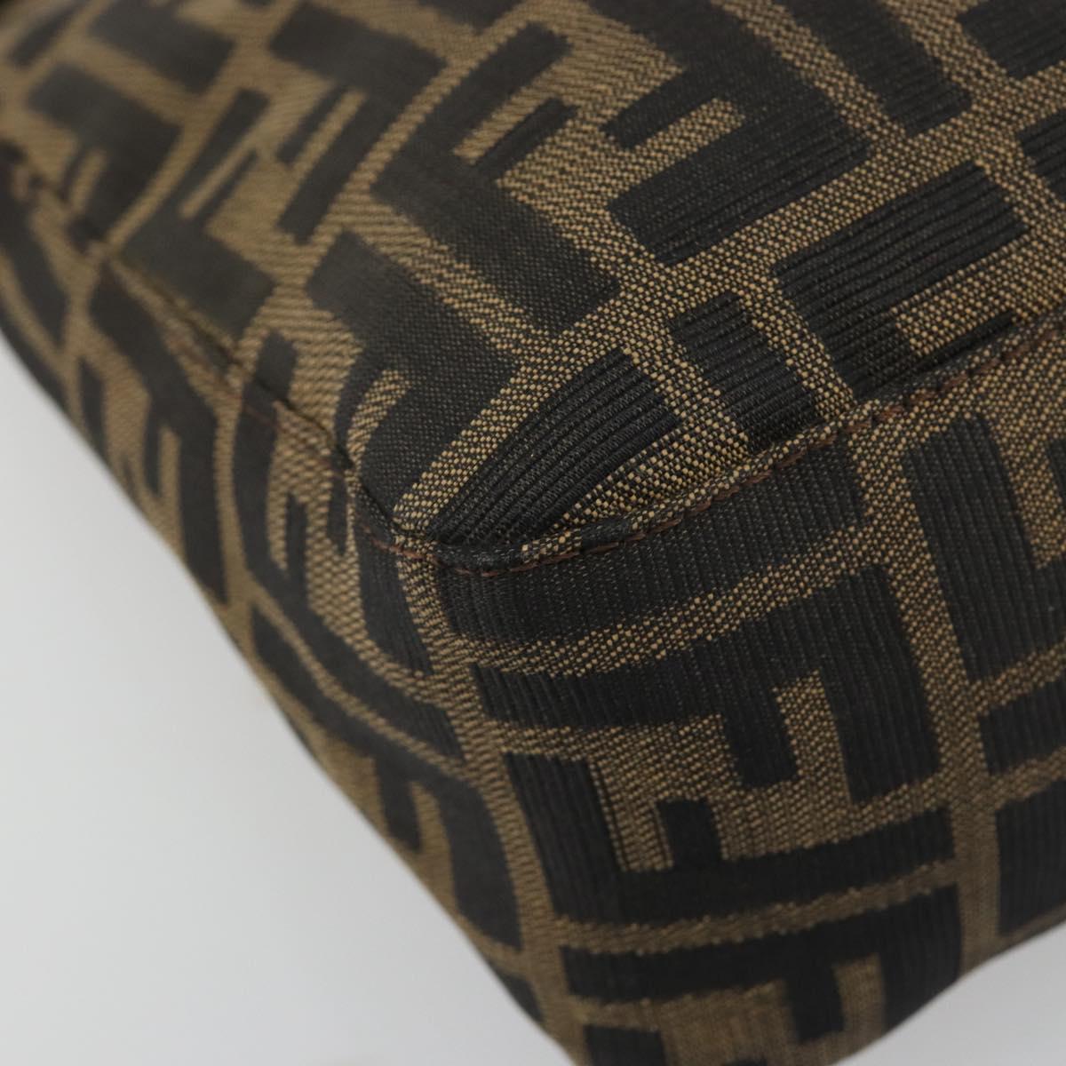 FENDI Zucca Canvas Mamma Baguette Hand Bag Black Brown Auth 179468A