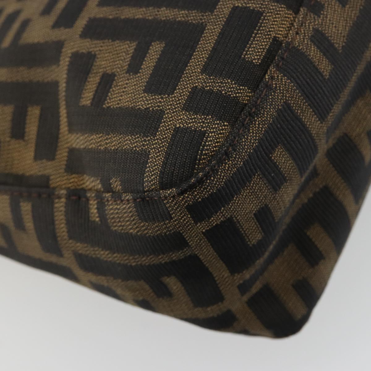 FENDI Zucca Canvas Mamma Baguette Hand Bag Black Brown Auth 179468A