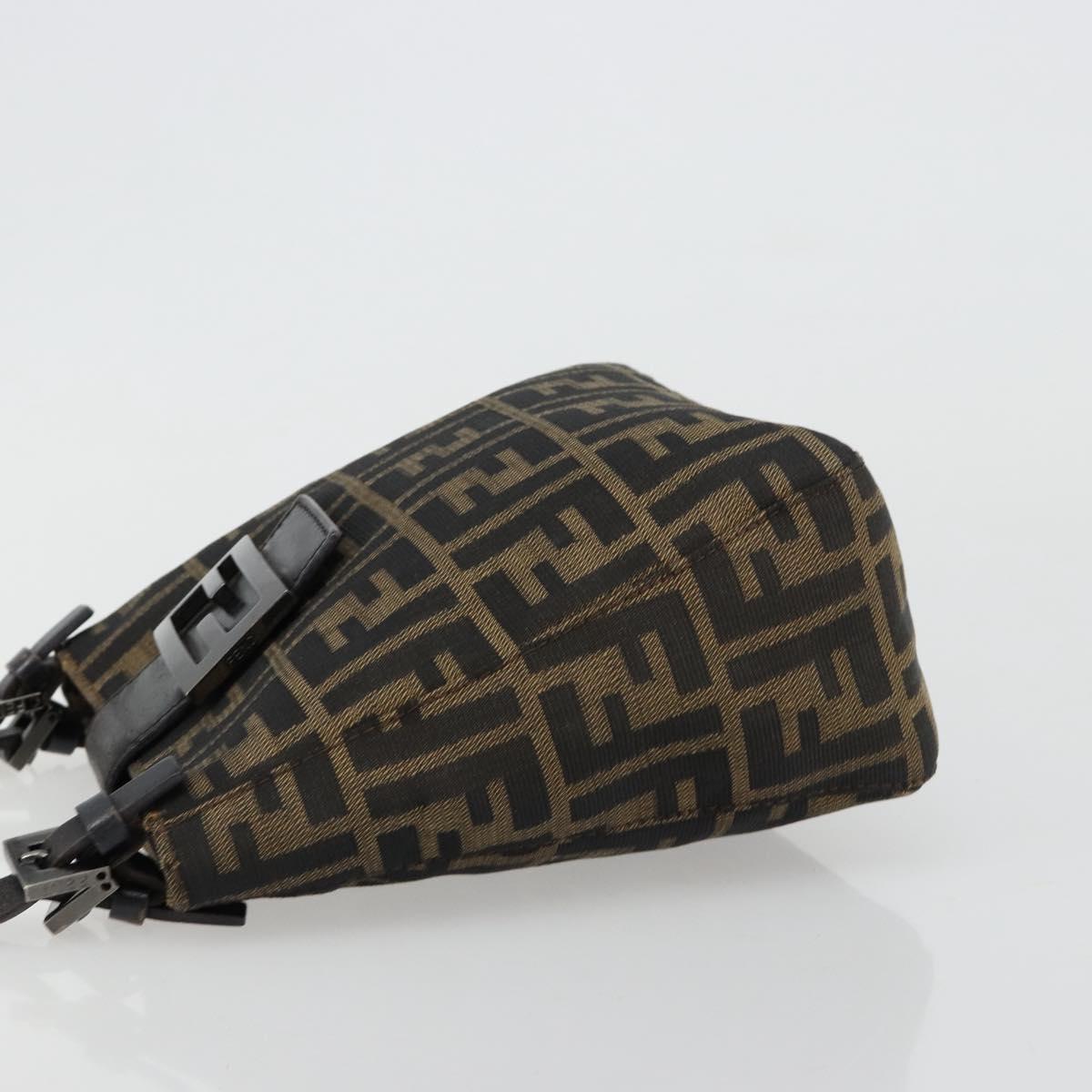 FENDI Zucca Canvas Mamma Baguette Hand Bag Black Brown Auth 179468A