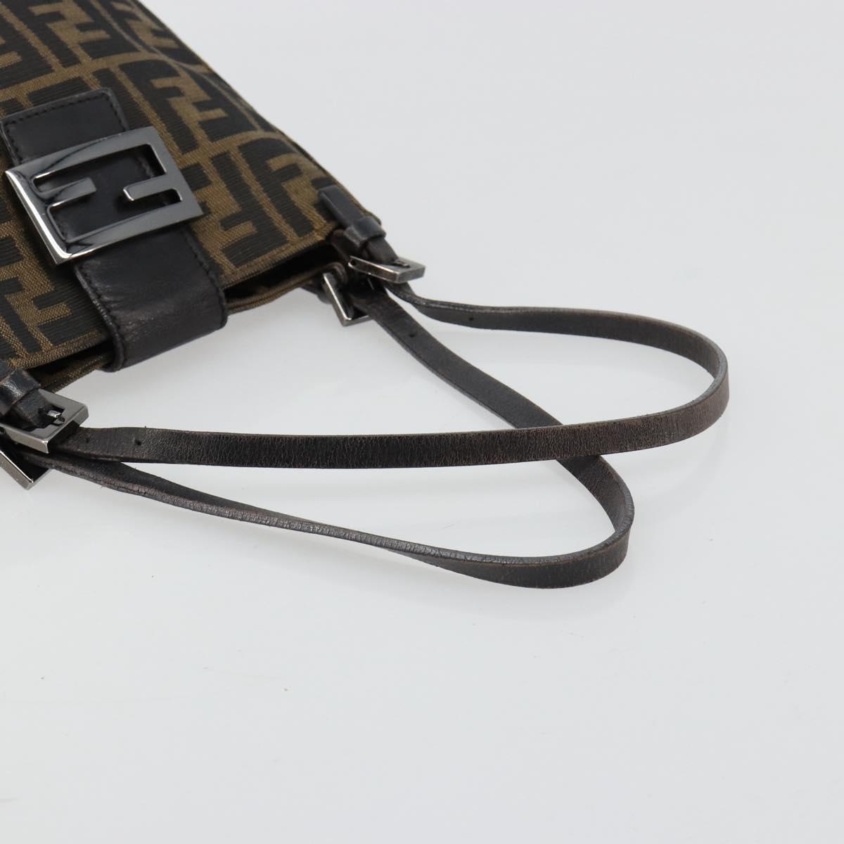 FENDI Zucca Canvas Mamma Baguette Hand Bag Black Brown Auth 179468A