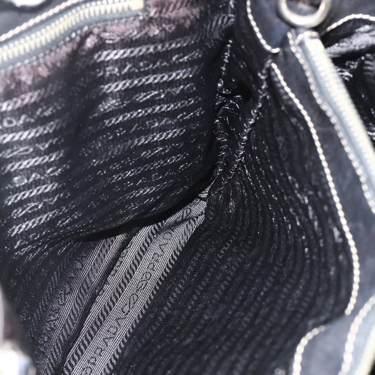 PRADA Tote Bag Leather Black Silver Auth 179472A