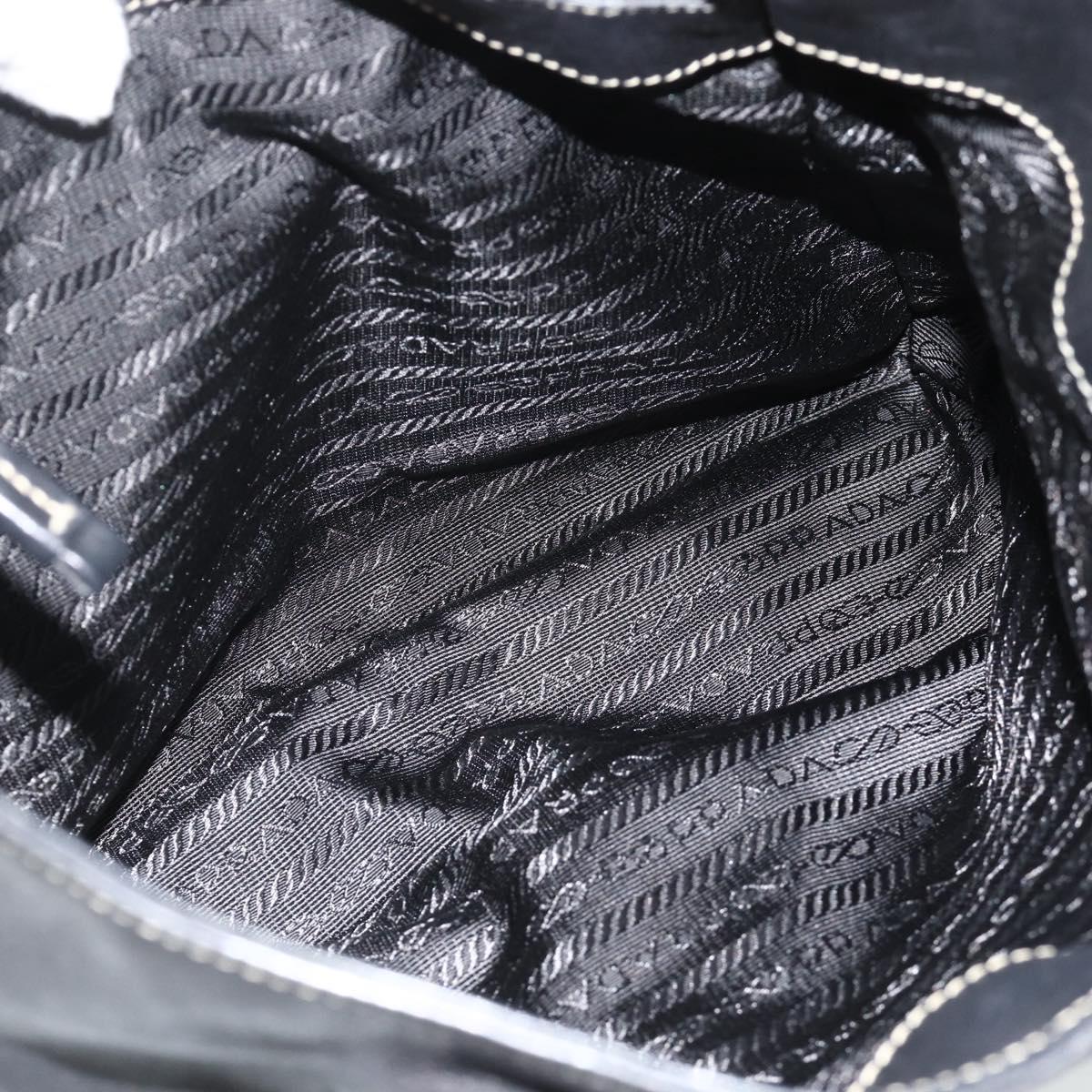 PRADA Tote Bag Leather Black Silver Auth 179472A
