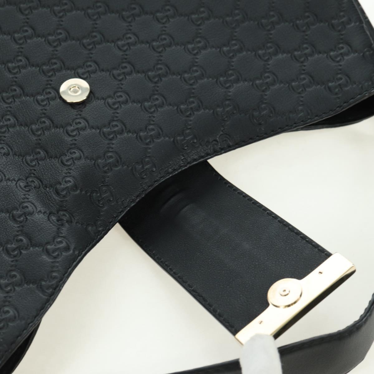 GUCCI GG Canvas Guccissima Shoulder Bag Leather Black Gold 233604 Auth 179473V