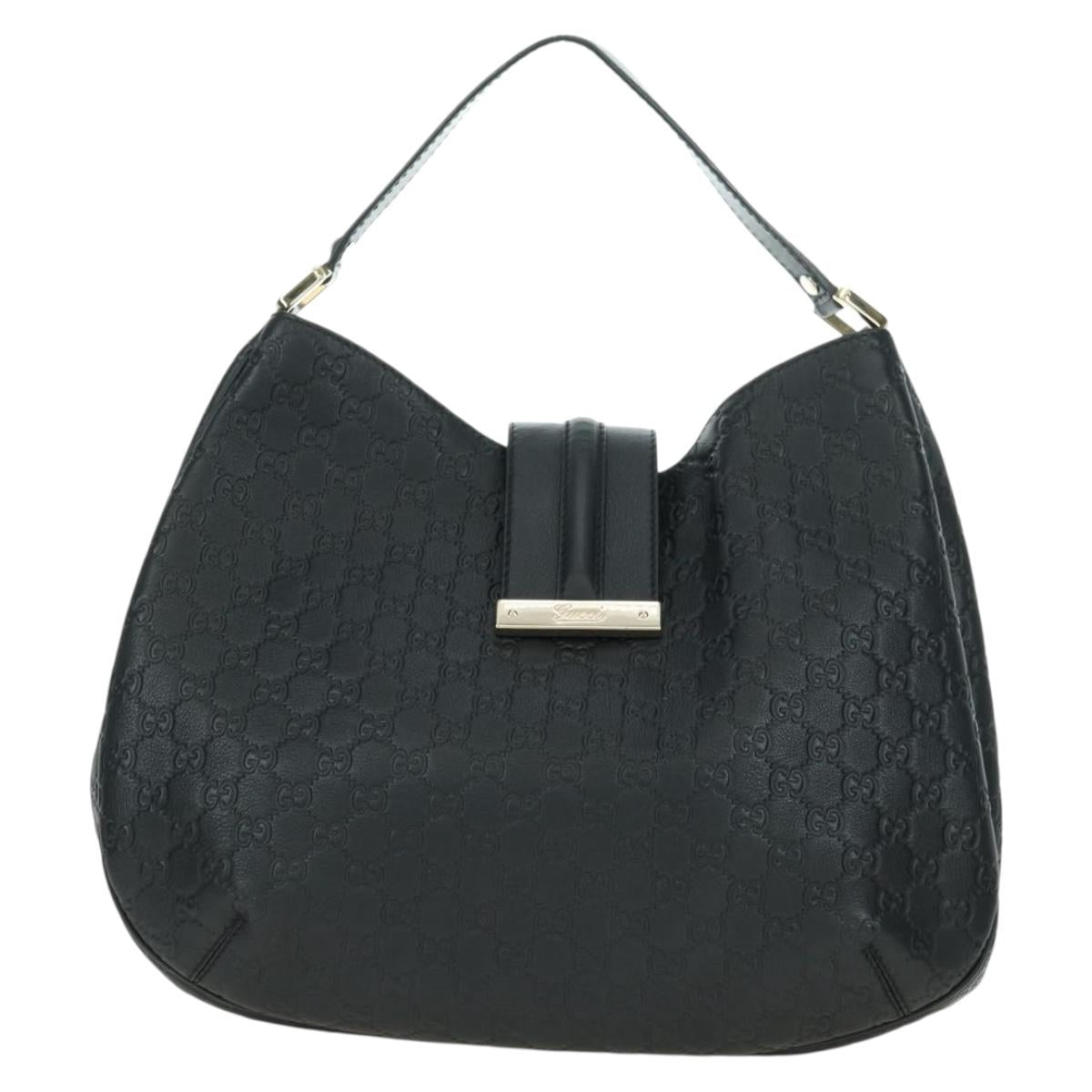 GUCCI GG Canvas Guccissima Shoulder Bag Leather Black Gold 233604 Auth 179473V