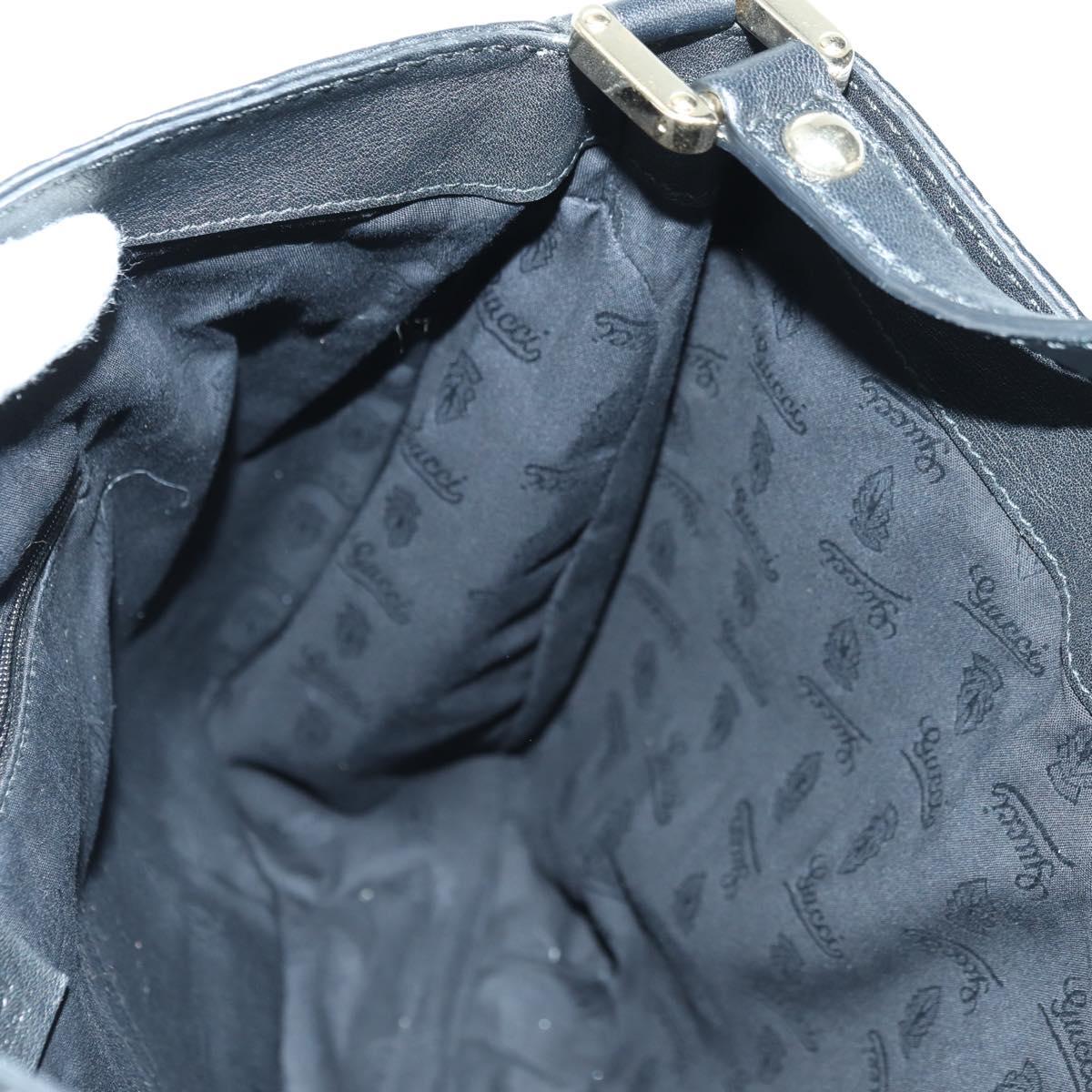 GUCCI GG Canvas Guccissima Shoulder Bag Leather Black Gold 233604 Auth 179473V