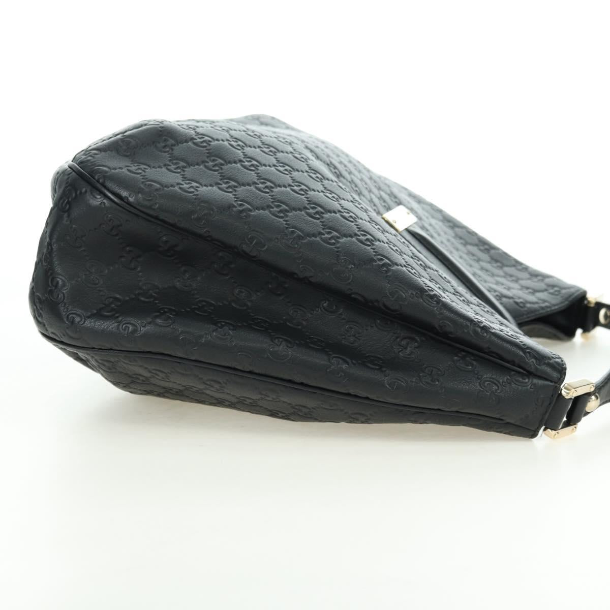 GUCCI GG Canvas Guccissima Shoulder Bag Leather Black Gold 233604 Auth 179473V
