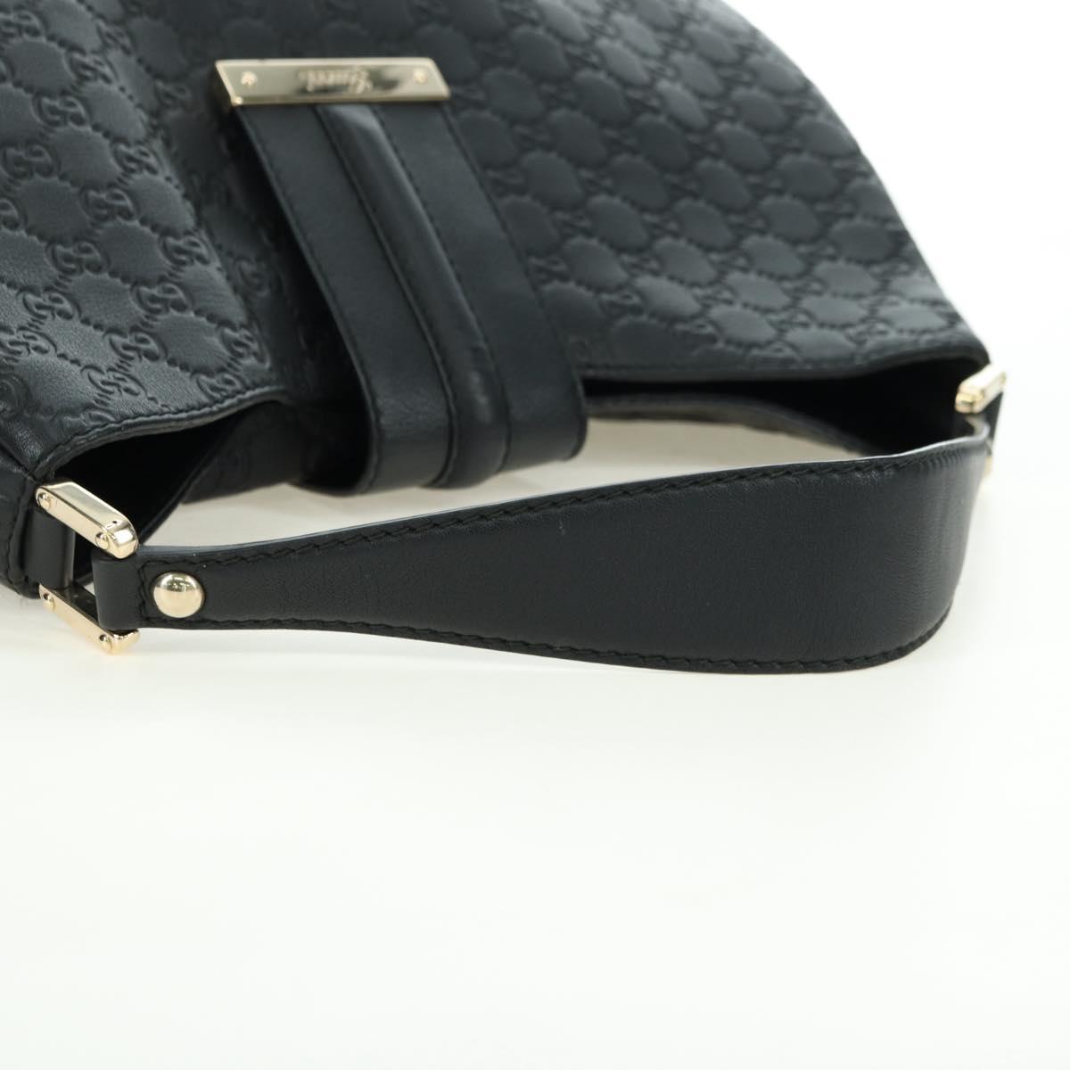 GUCCI GG Canvas Guccissima Shoulder Bag Leather Black Gold 233604 Auth 179473V