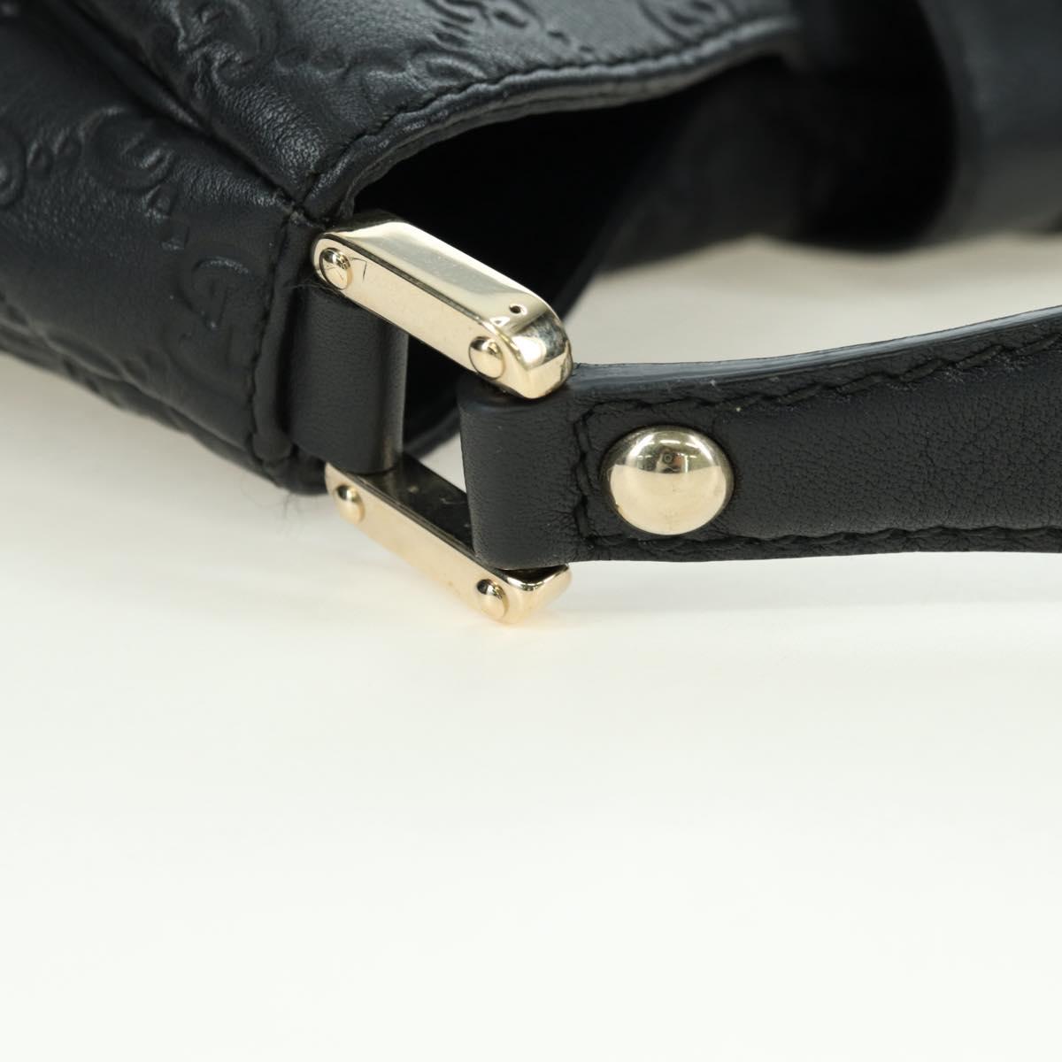 GUCCI GG Canvas Guccissima Shoulder Bag Leather Black Gold 233604 Auth 179473V