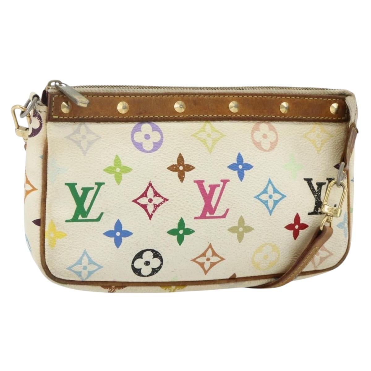 LOUIS VUITTON Monogram Multicolor Pochette Pouch White M92649 LV Auth 179487