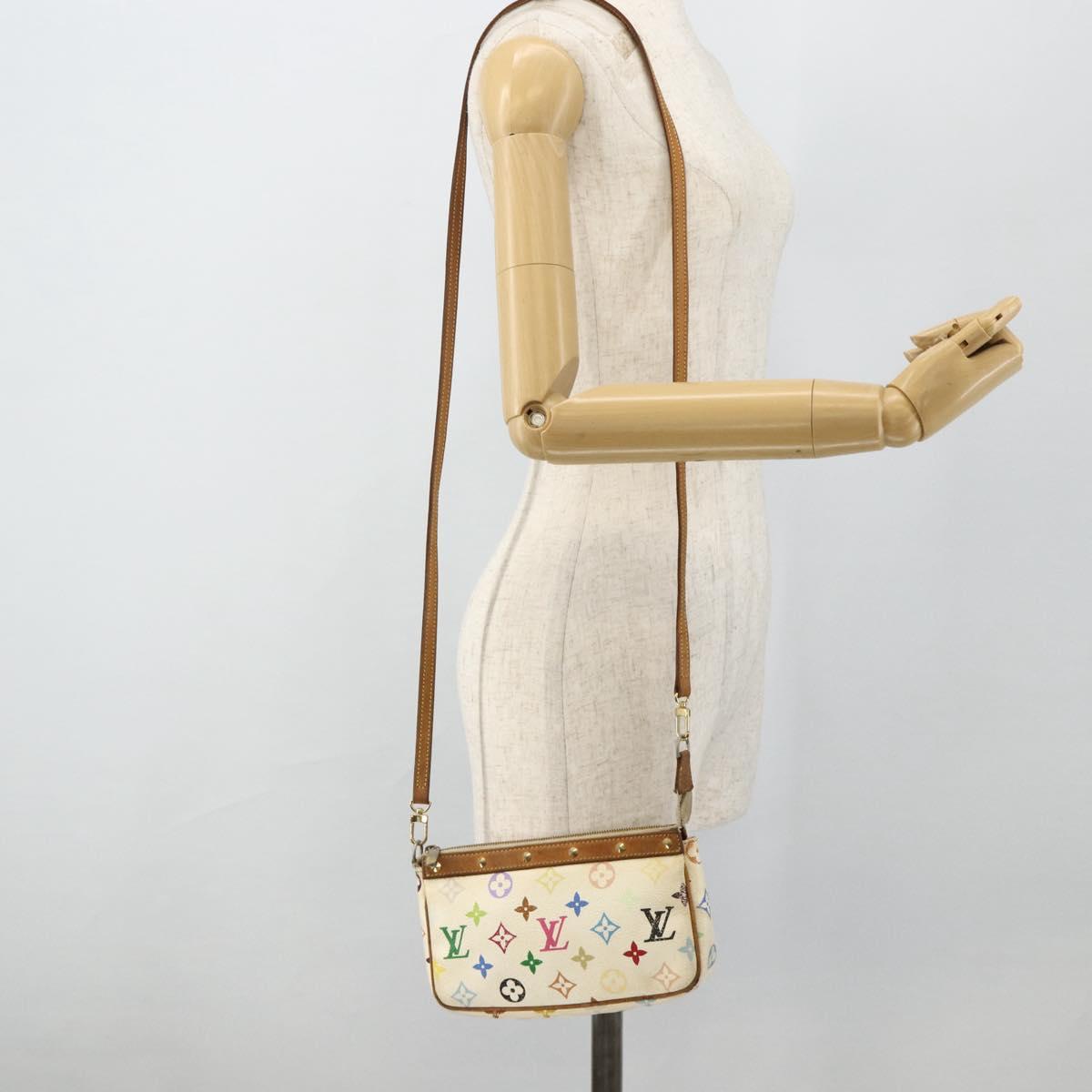 LOUIS VUITTON Monogram Multicolor Pochette Pouch White M92649 LV Auth 179487