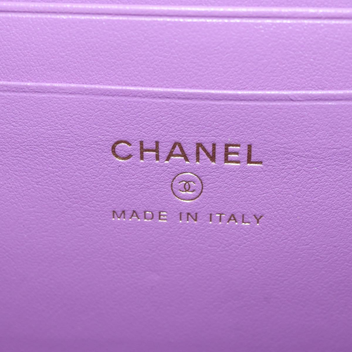CHANEL Matelasse Chain Shoulder Bag Tweed Purple Gold CC Auth 179491SAM