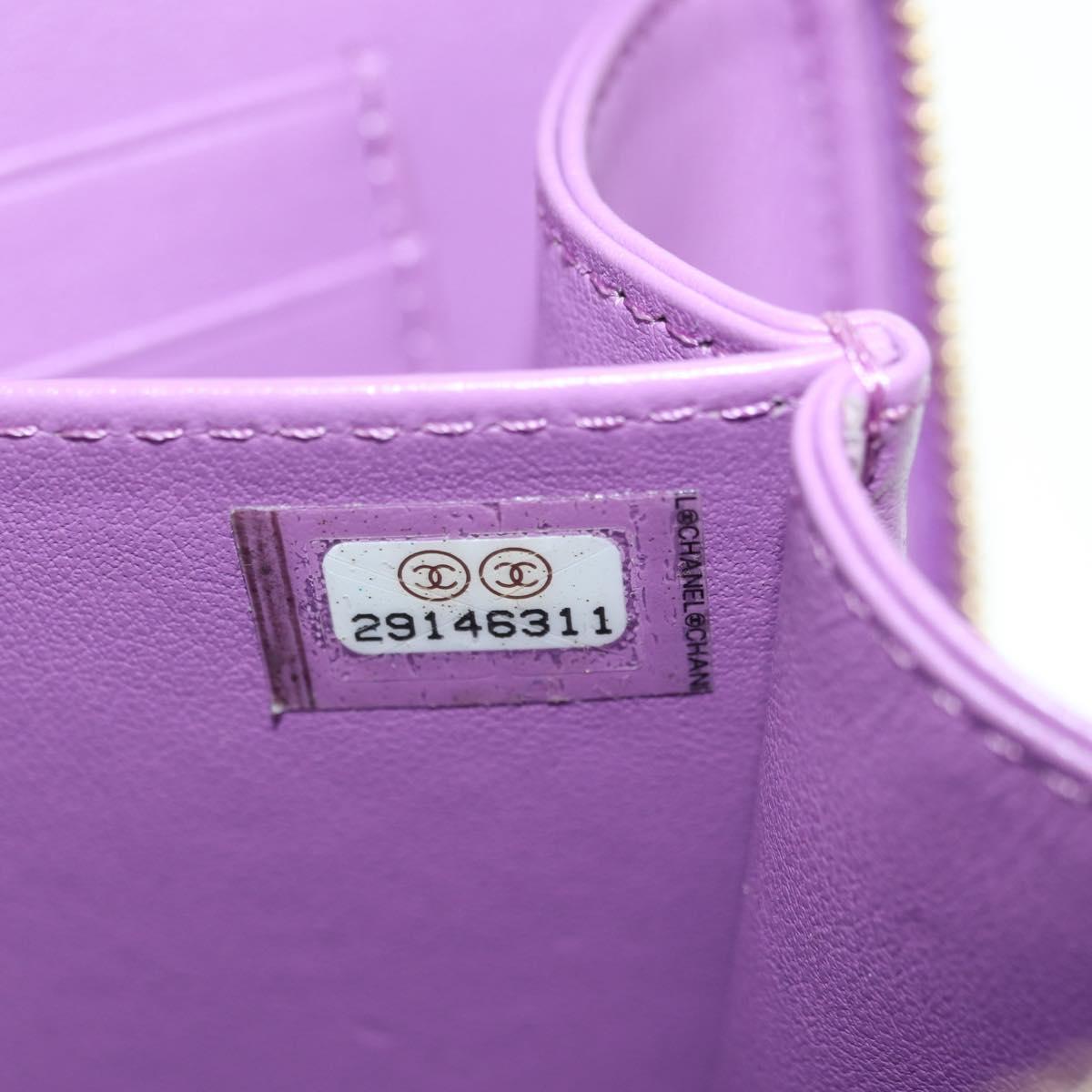 CHANEL Matelasse Chain Shoulder Bag Tweed Purple Gold CC Auth 179491SAM