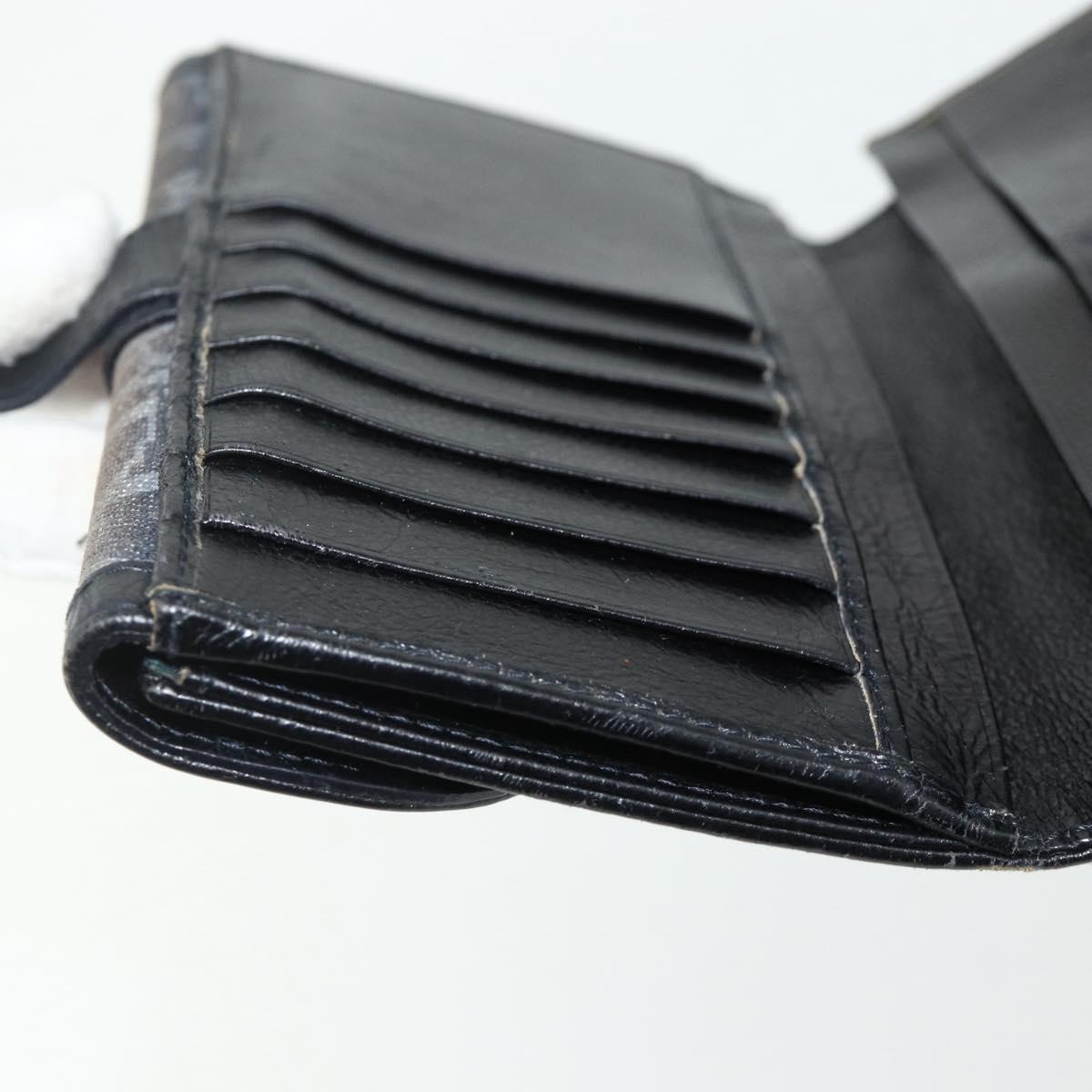 Christian Dior Trotter Canvas Long Wallet Silver Black Auth 179493