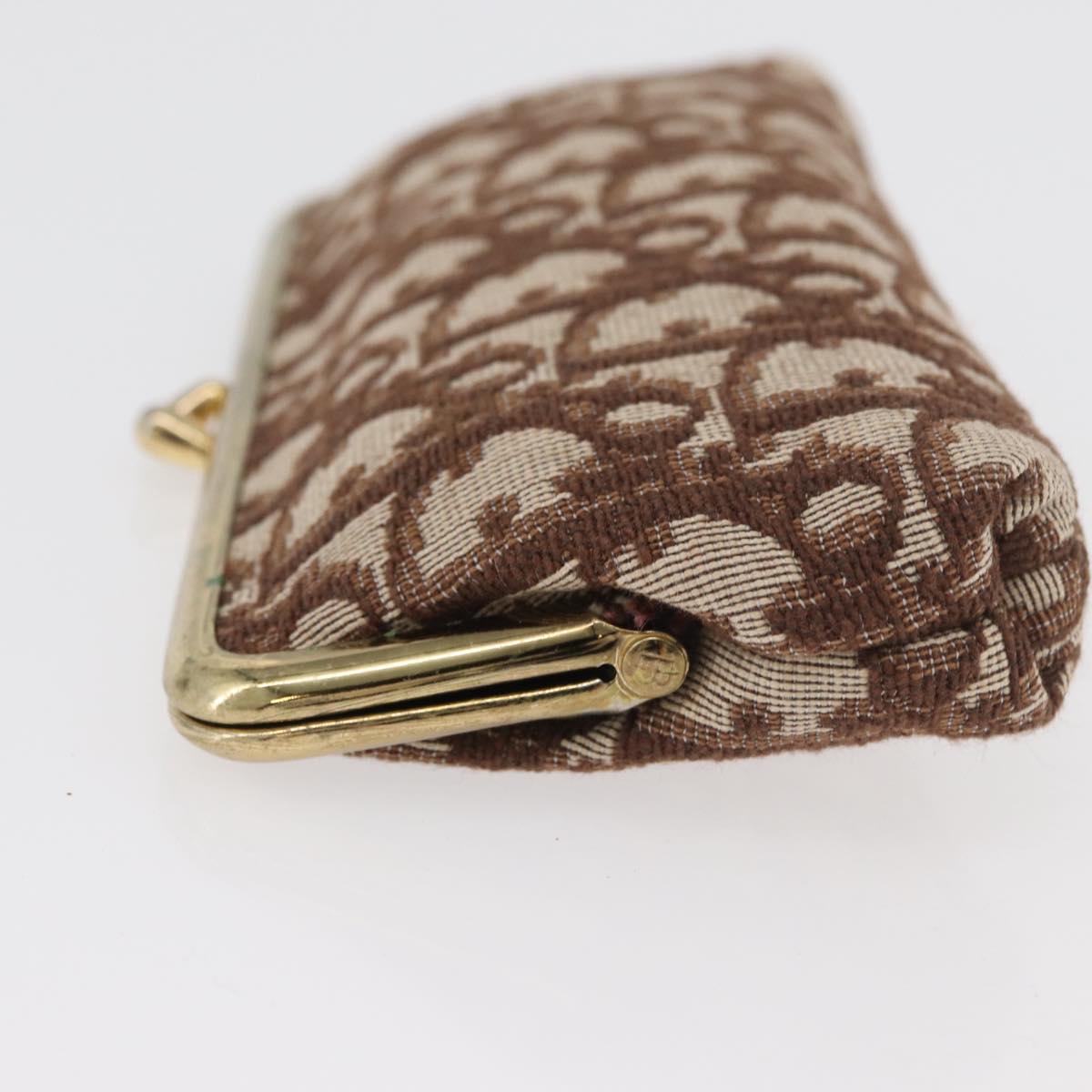Christian Dior Trotter Canvas Pouch Brown Gold Auth 179495