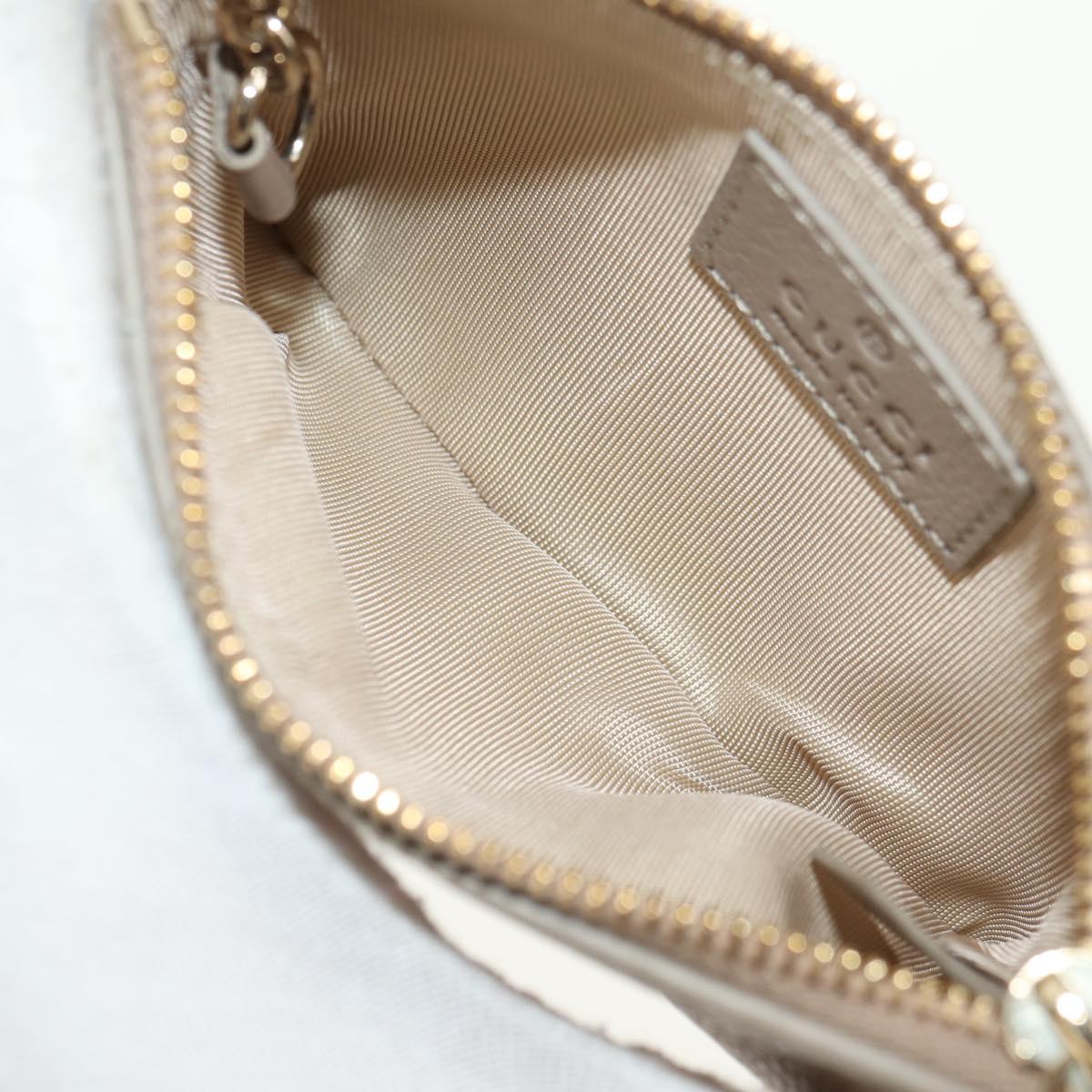 GUCCI GG Emblem Key Pouch Leather Beige Gold 815891 Auth 179515V