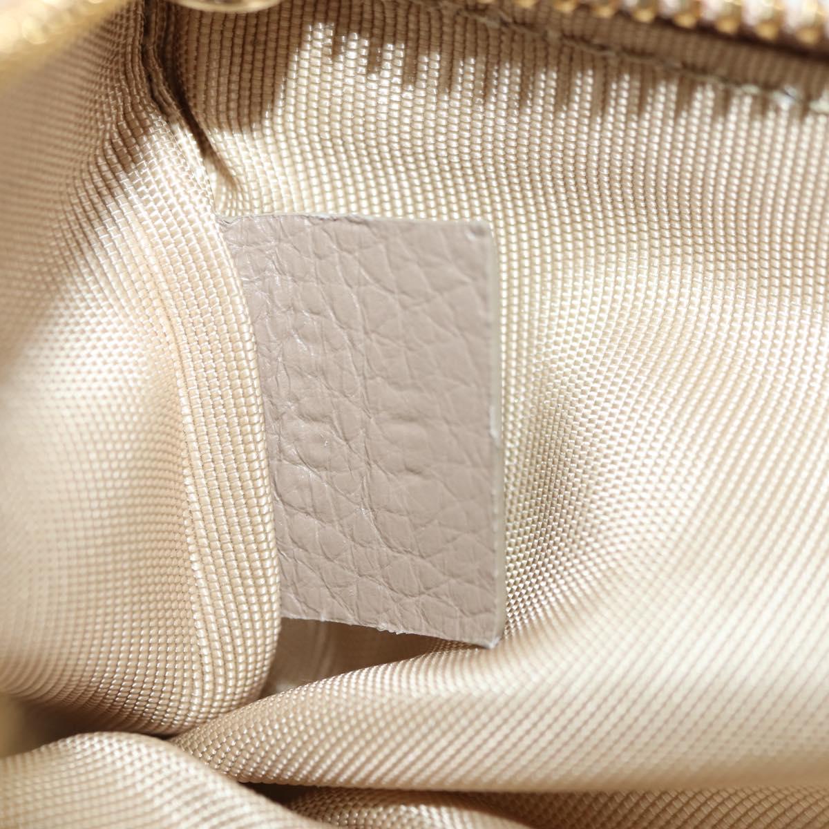 GUCCI GG Emblem Key Pouch Leather Beige Gold 815891 Auth 179515V