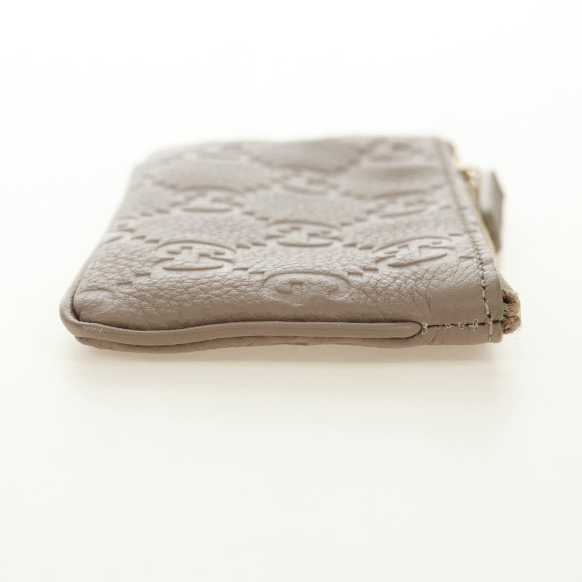 GUCCI GG Emblem Key Pouch Leather Beige Gold 815891 Auth 179515V