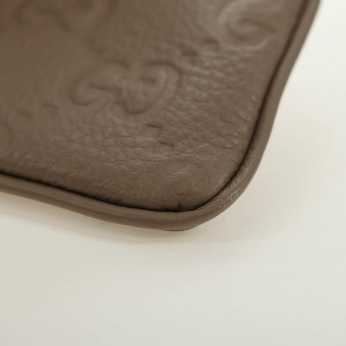 GUCCI GG Emblem Key Pouch Leather Beige Gold 815891 Auth 179515V