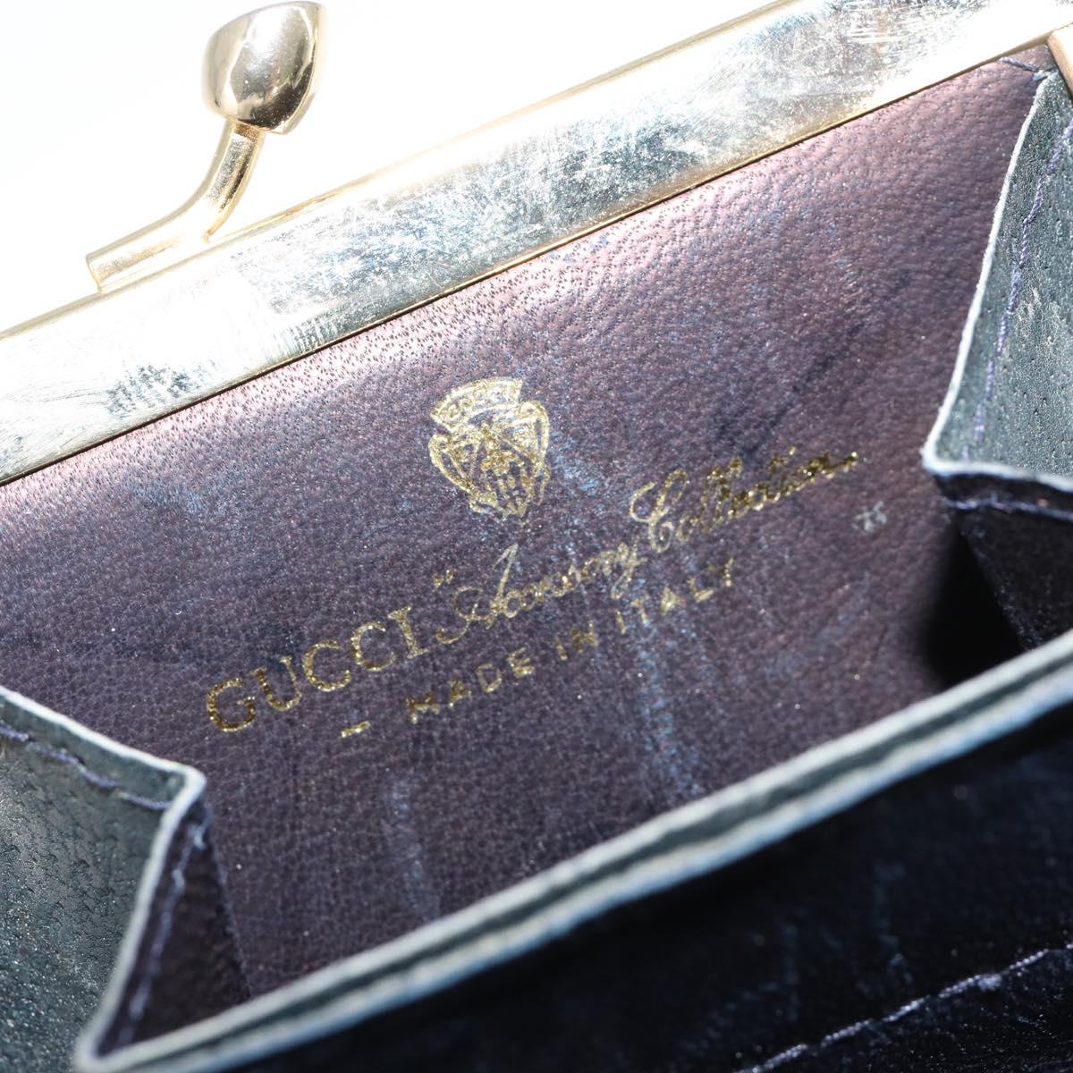 GUCCI GG Supreme Sherry Line Coin Purse PVC Gold Navy Auth 179518A