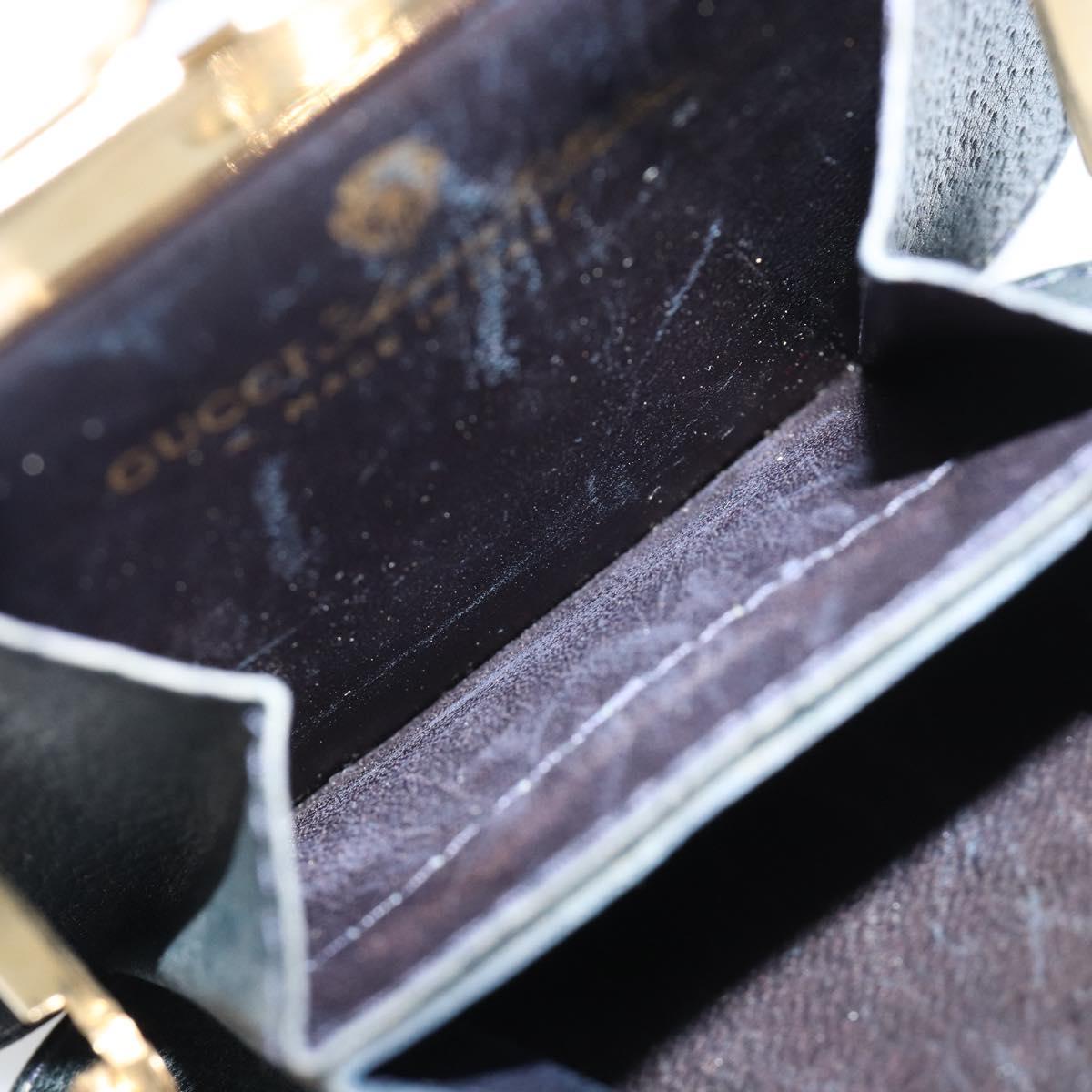 GUCCI GG Supreme Sherry Line Coin Purse PVC Gold Navy Auth 179518A