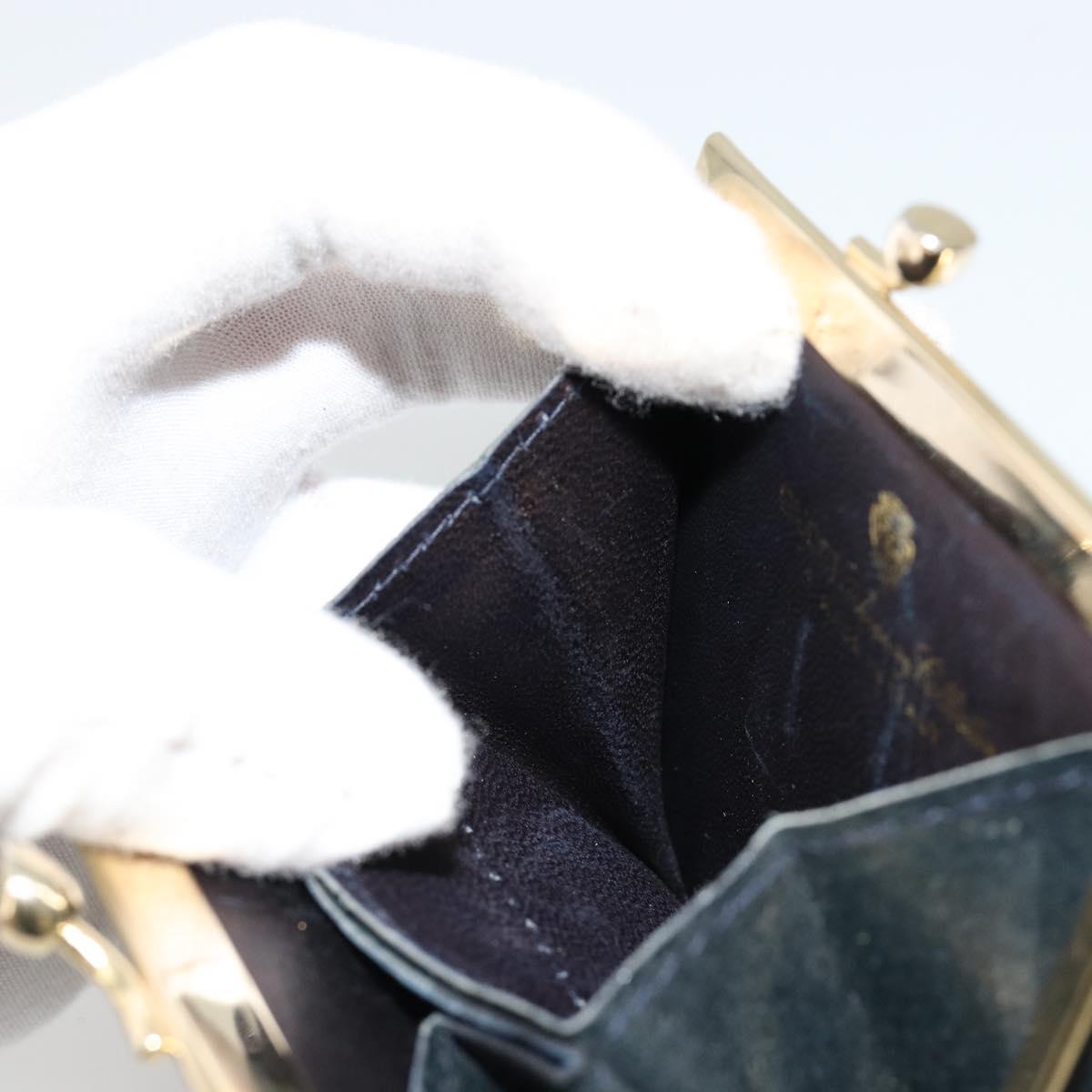 GUCCI GG Supreme Sherry Line Coin Purse PVC Gold Navy Auth 179518A