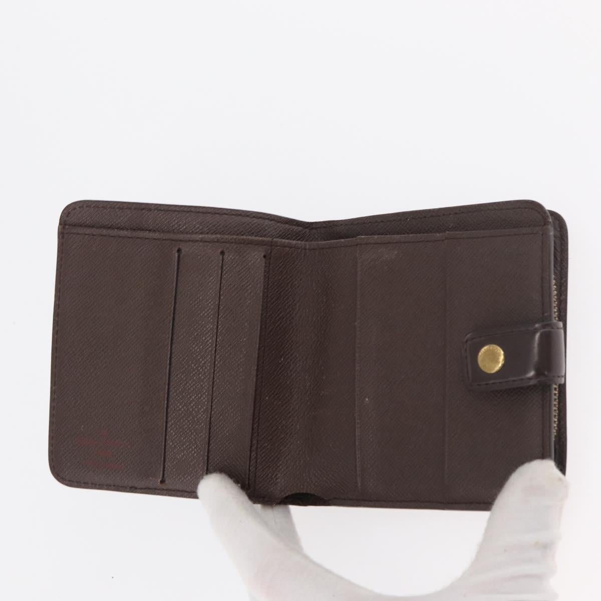 LOUIS VUITTON Damier Ebene Compact Zip Wallet N61668 LV Auth 179519