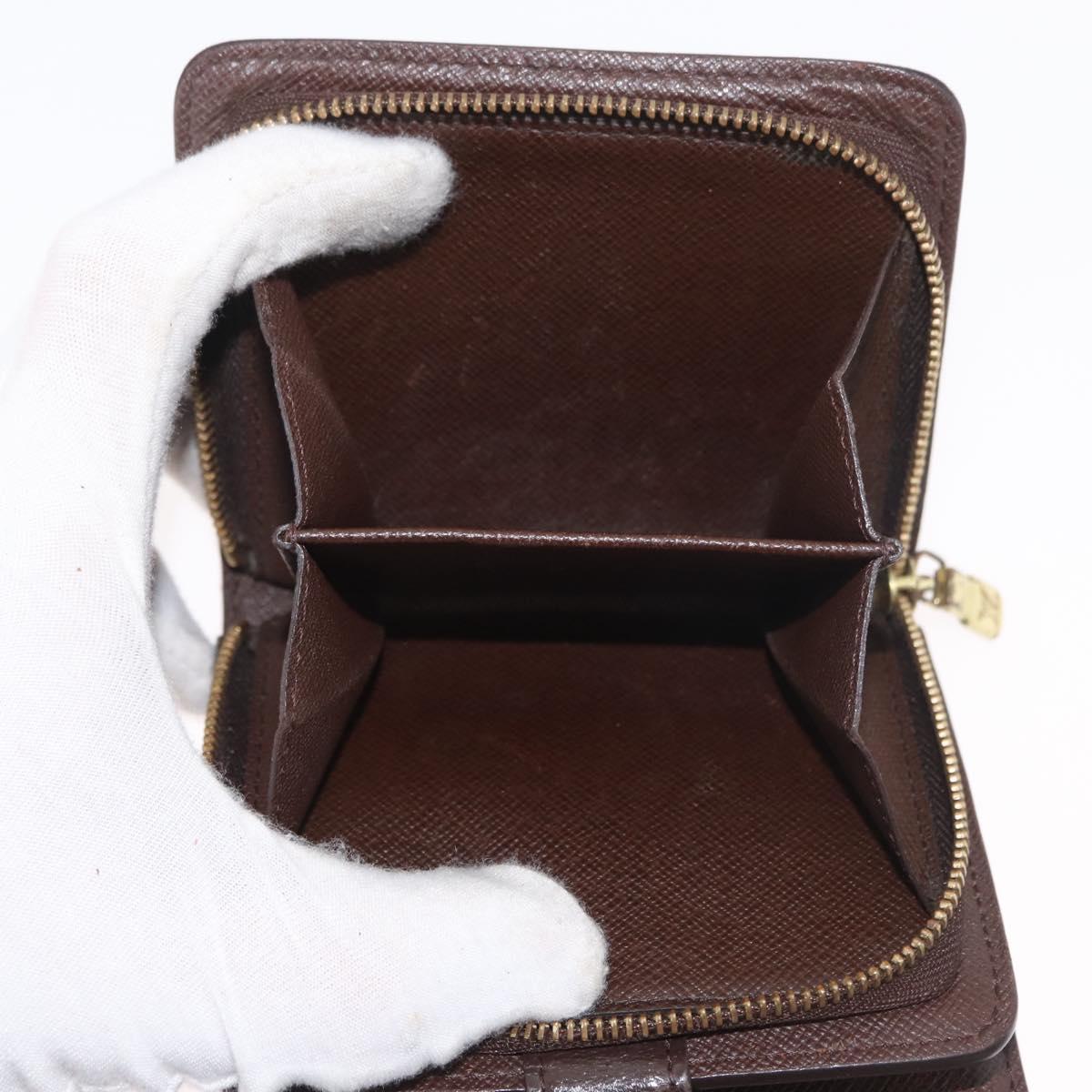 LOUIS VUITTON Damier Ebene Compact Zip Wallet N61668 LV Auth 179519