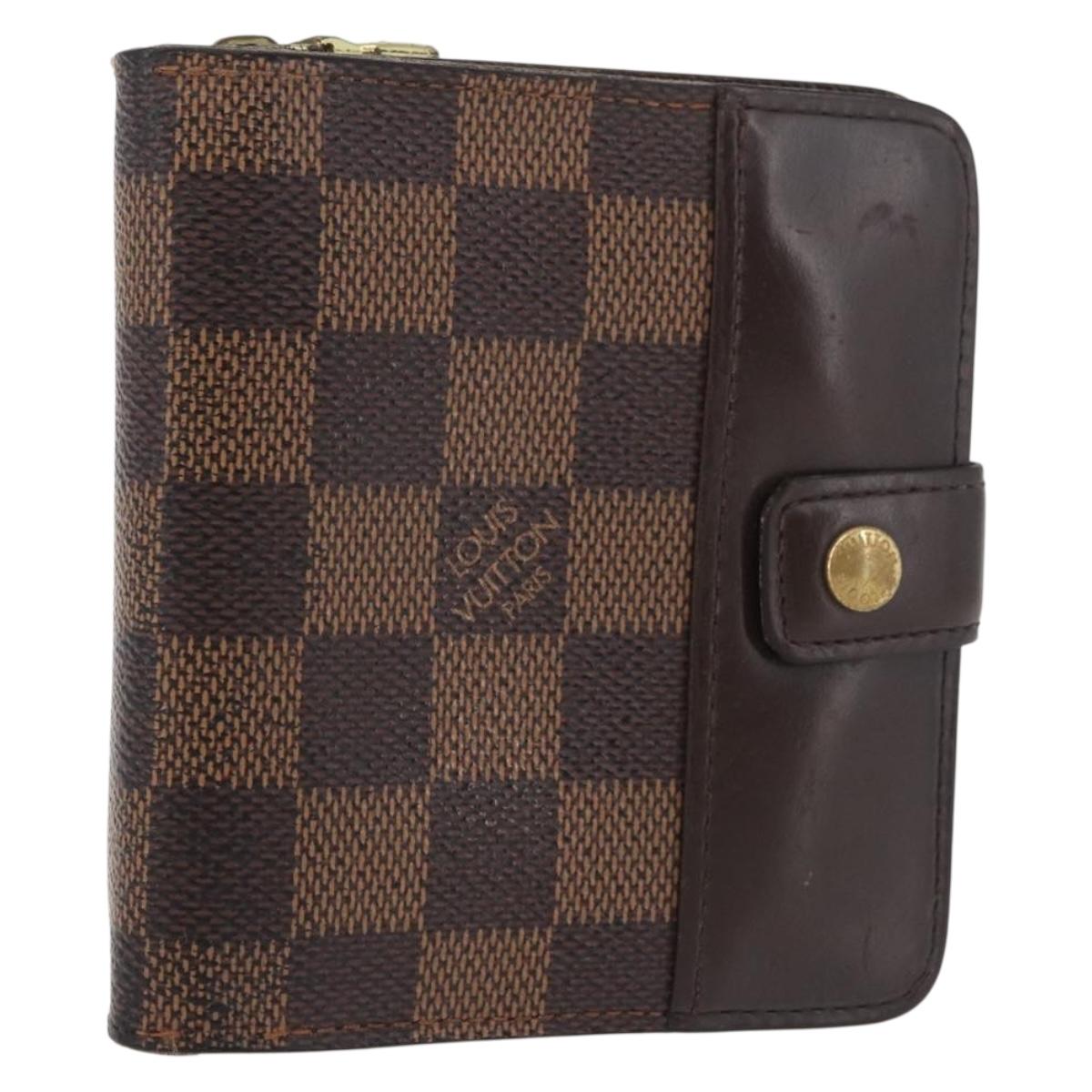 LOUIS VUITTON Damier Ebene Compact Zip Wallet N61668 LV Auth 179519
