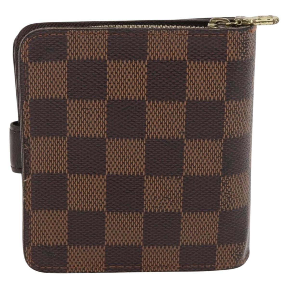 LOUIS VUITTON Damier Ebene Compact Zip Wallet N61668 LV Auth 179519