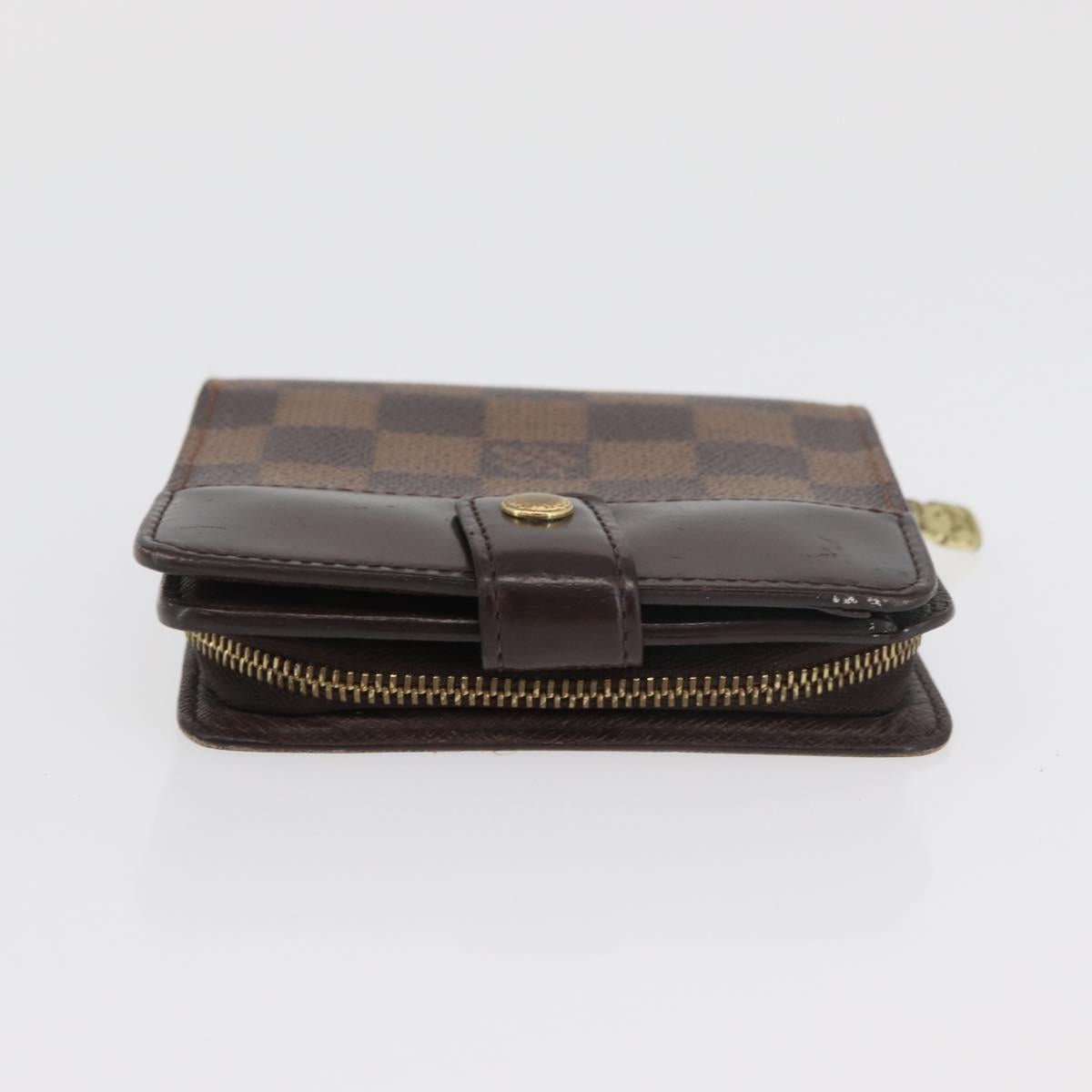 LOUIS VUITTON Damier Ebene Compact Zip Wallet N61668 LV Auth 179519