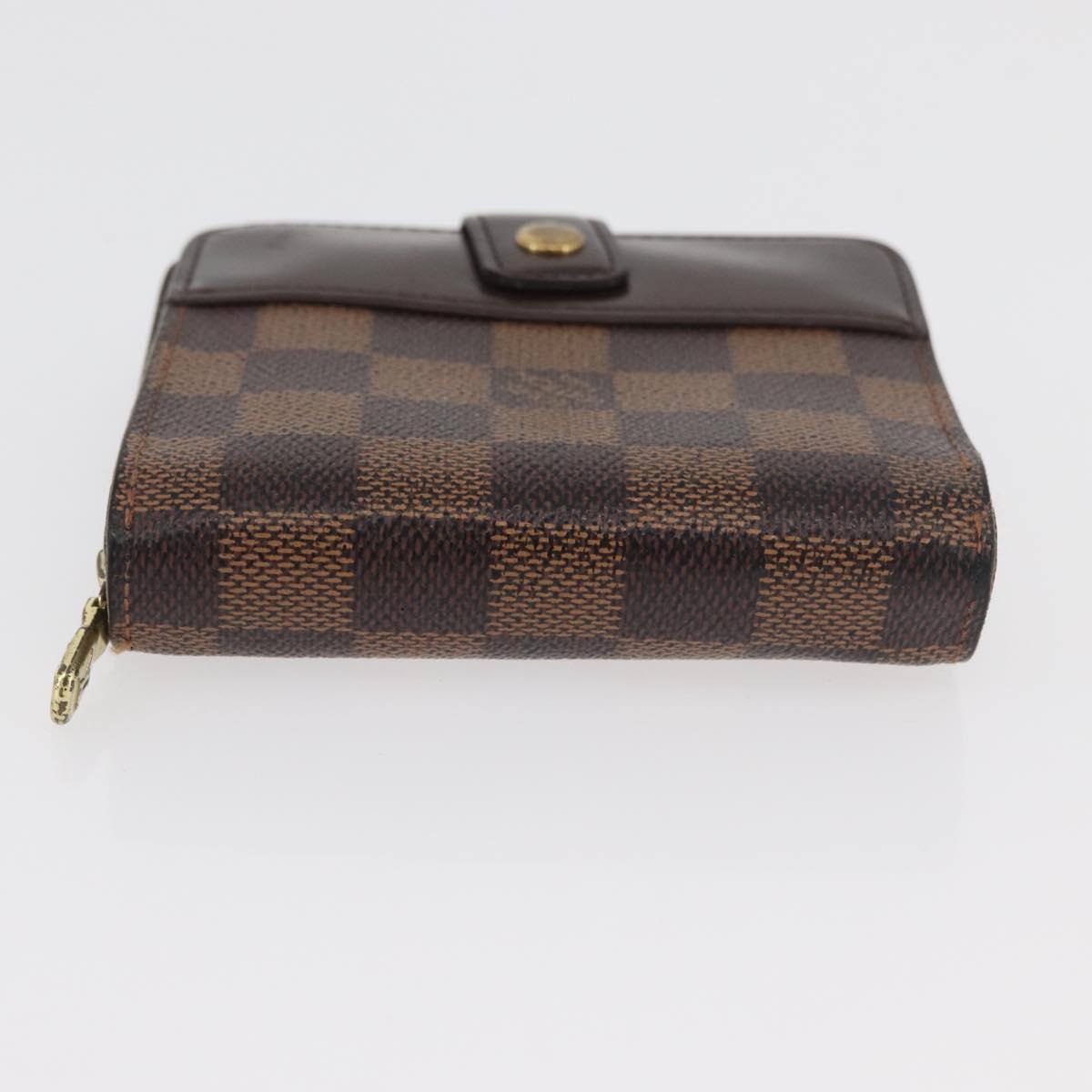 LOUIS VUITTON Damier Ebene Compact Zip Wallet N61668 LV Auth 179519