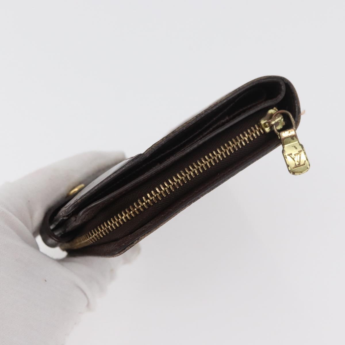 LOUIS VUITTON Damier Ebene Compact Zip Wallet N61668 LV Auth 179519