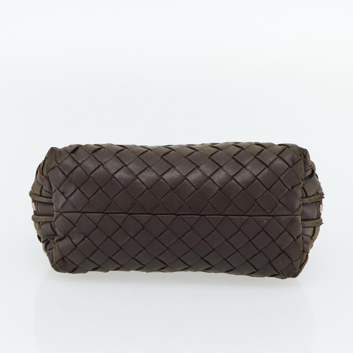 BOTTEGA VENETA INTRECCIATO Pouch Leather Brown Gold Auth 179520