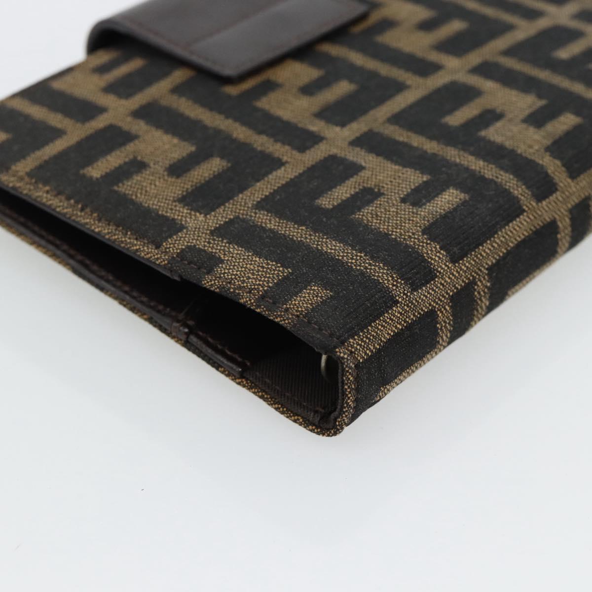 FENDI Zucca Canvas Day Planner Cover Brown Black Auth 179522A