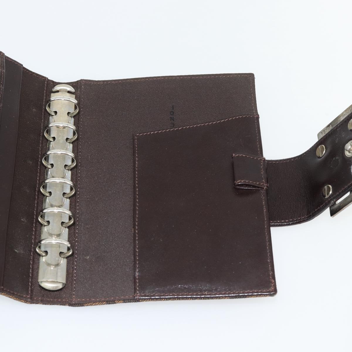 FENDI Zucca Canvas Day Planner Cover Brown Black Auth 179522A