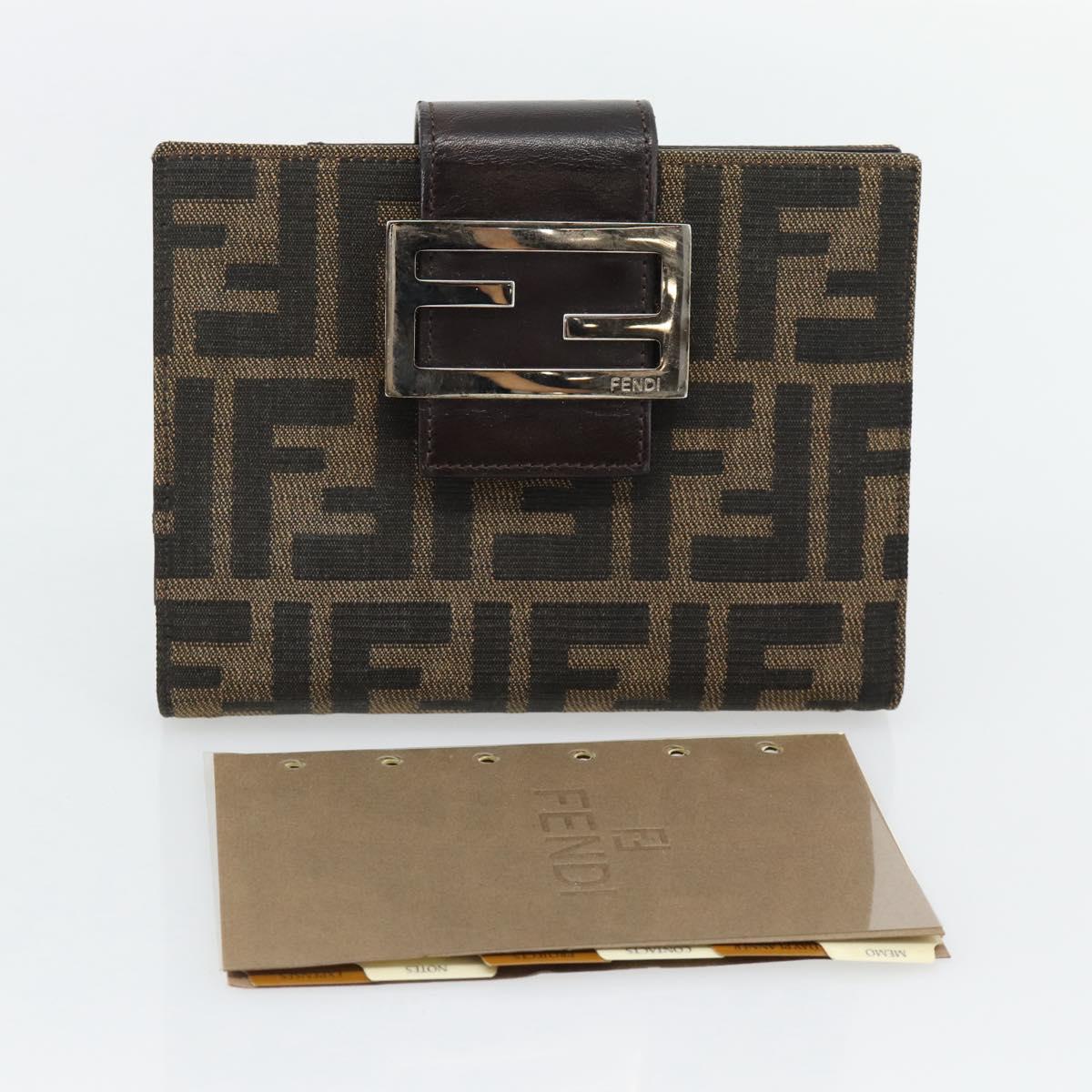 FENDI Zucca Canvas Day Planner Cover Brown Black Auth 179522A