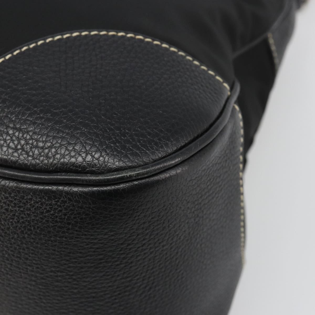 PRADA Shoulder Bag Nylon Leather Black Silver Auth 179529A