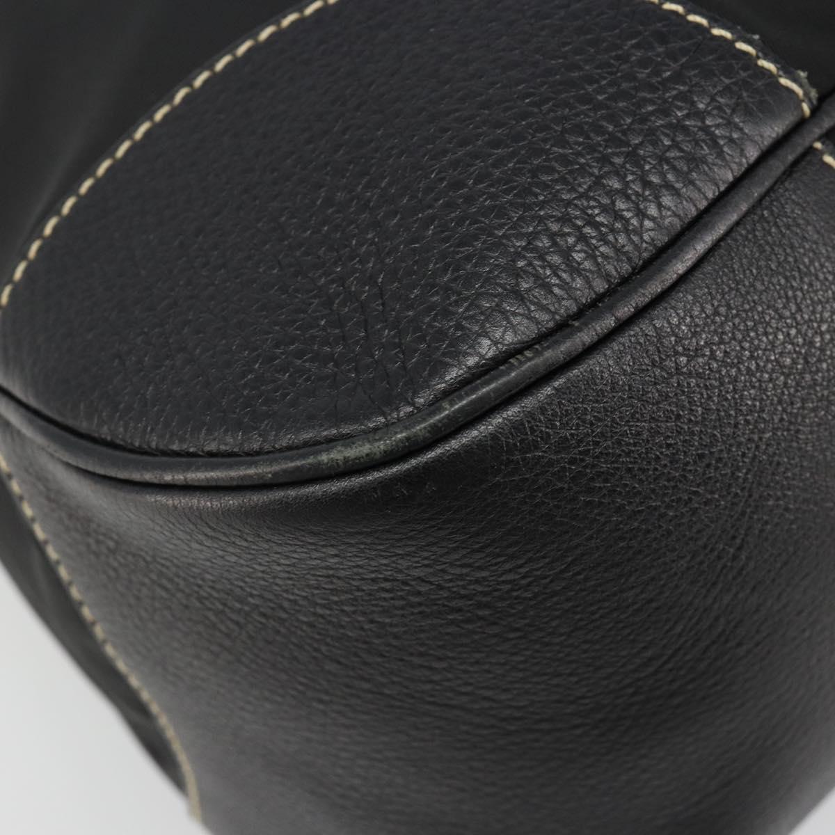 PRADA Shoulder Bag Nylon Leather Black Silver Auth 179529A