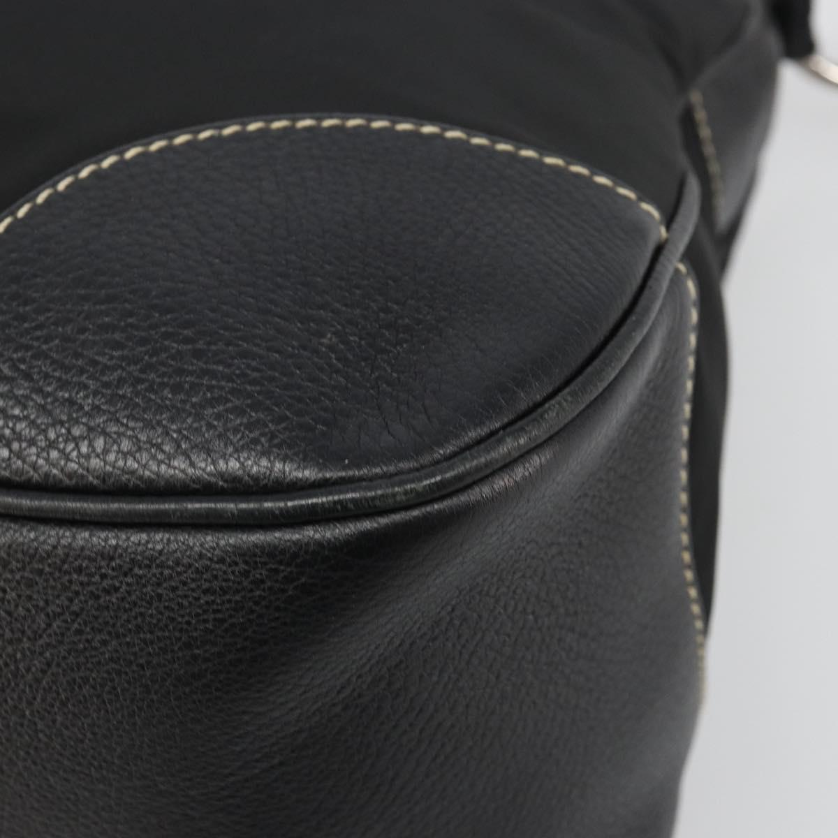 PRADA Shoulder Bag Nylon Leather Black Silver Auth 179529A