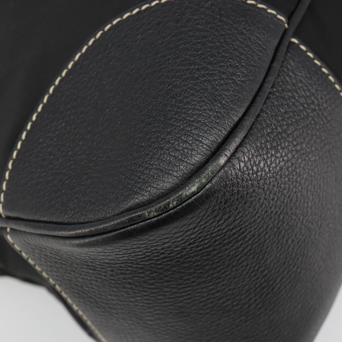 PRADA Shoulder Bag Nylon Leather Black Silver Auth 179529A